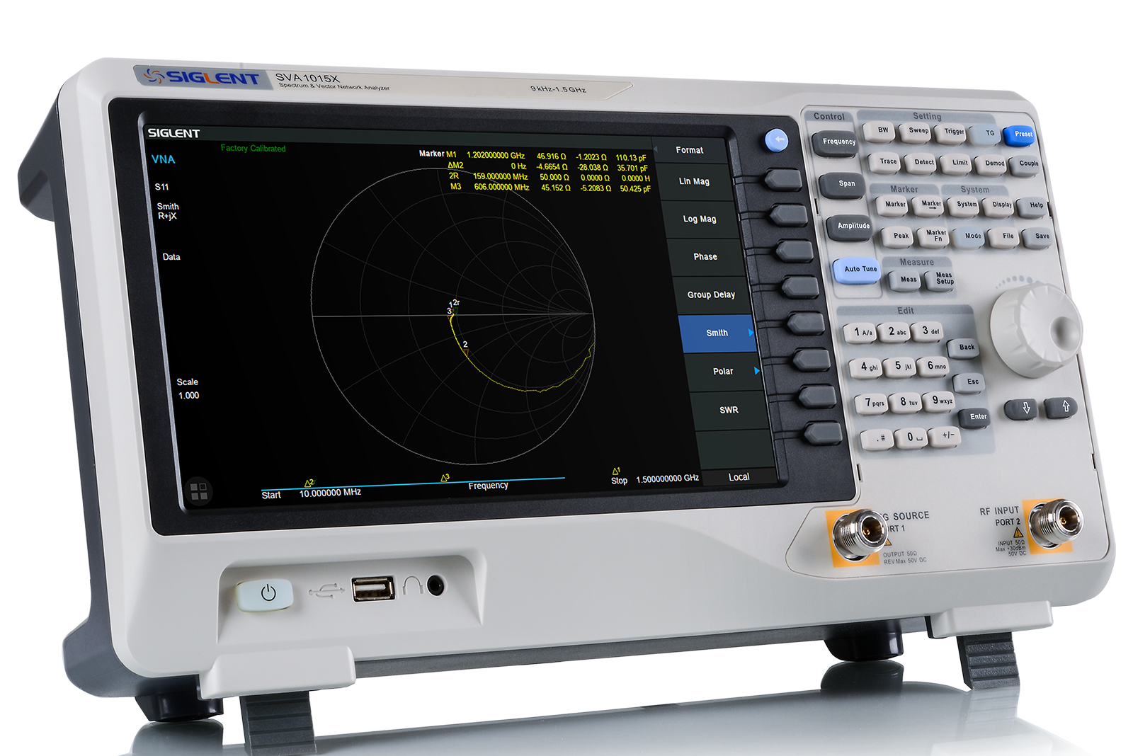 SIGLENT SVA1000X spectrum analyzer measurement display